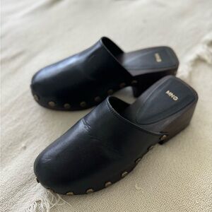 Mango studded leather clogs